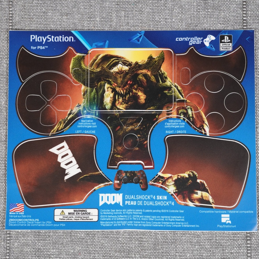 DOOM PS4 DualShock 4 Controller Skin Vinyl Decal Official Sony Controller Gear